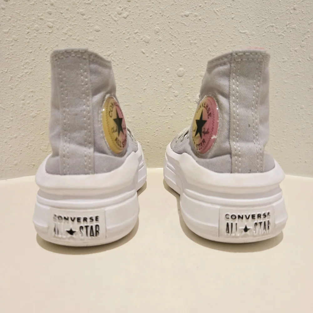 Converse Kids Unisex High Top Grey Platform Sneakers Size 12